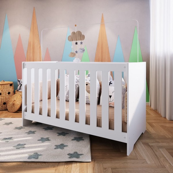 Encontraproduto.com.br - Berço Infantil com Colchão Bebê Aconchego 3 Regulagens de Altura 3 em 1 Elegante Branco