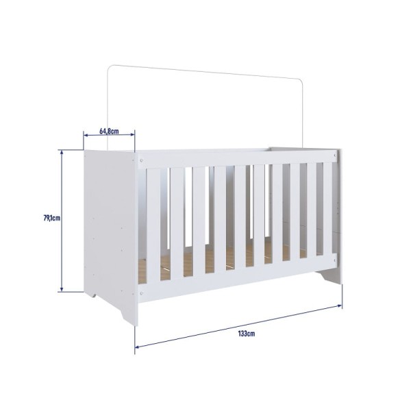 Encontraproduto.com.br - Berço Infantil com Colchão Bebê Aconchego 3 Regulagens de Altura 3 em 1 Elegante Branco