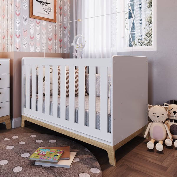 Encontraproduto.com.br - Berço Mini Cama Favo de Mel c/ Colchão e Regulagem de Altura - Branco