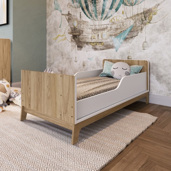 Encontraproduto.com.br - Berço Mini Cama Favo de Mel c/ Colchão e Regulagem de Altura - Natural/Branco