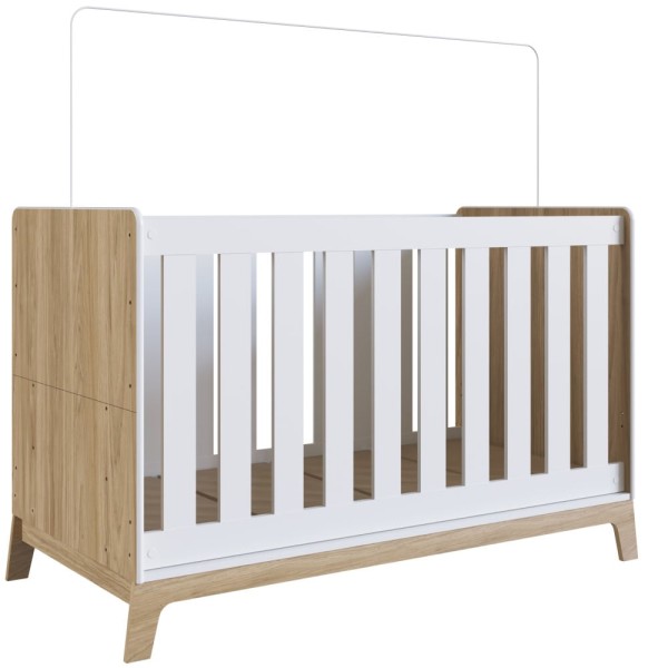 Encontraproduto.com.br - Berço Mini Cama Favo de Mel c/ Colchão e Regulagem de Altura - Natural/Branco
