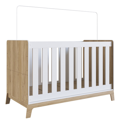 Completa Móveis Berço Cama 3 em 1 Americano FM012ITBC multifuncional cor branco e marrom 