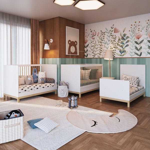 Encontraproduto.com.br - Berço Mini Cama Eleva com Pés em Madeira - Branco