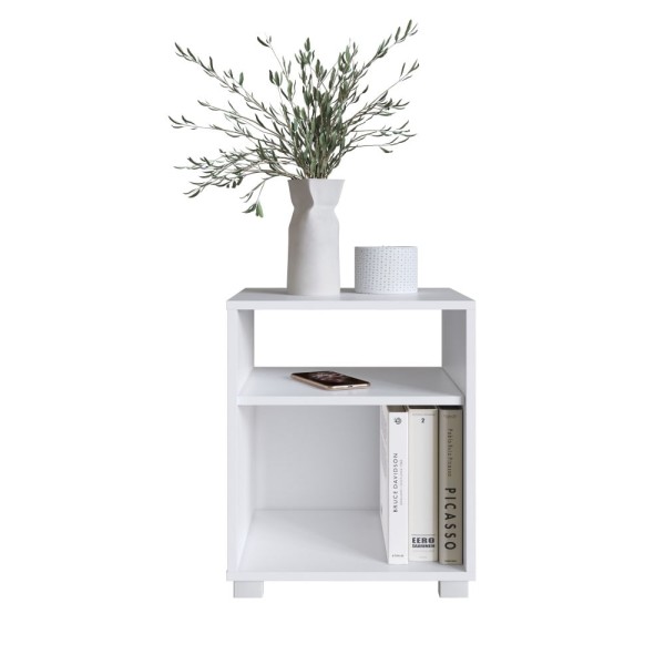 Encontraproduto.com.br - Mesa De Cabeceira Siena Branco Com Prateleira E Nicho
