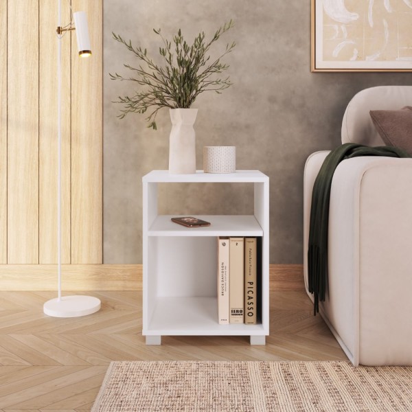 Encontraproduto.com.br - Mesa De Cabeceira Siena Branco Com Prateleira E Nicho