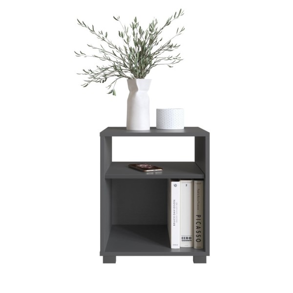Encontraproduto.com.br - Mesa De Cabeceira Siena Grafite Com Prateleira E Nicho