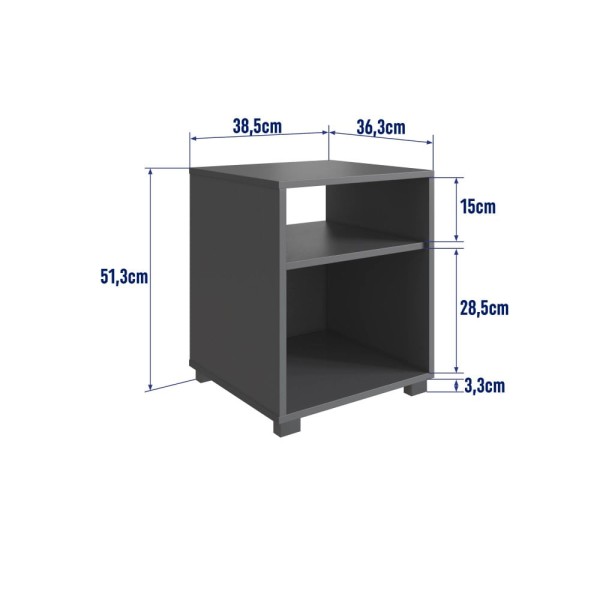 Encontraproduto.com.br - Mesa De Cabeceira Siena Grafite Com Prateleira E Nicho