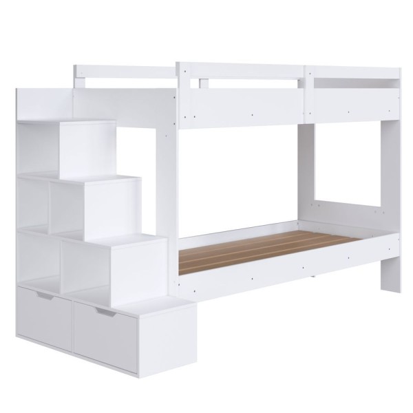 Encontraproduto.com.br - Cama Beliche Infantil com Escada e Nichos Branco