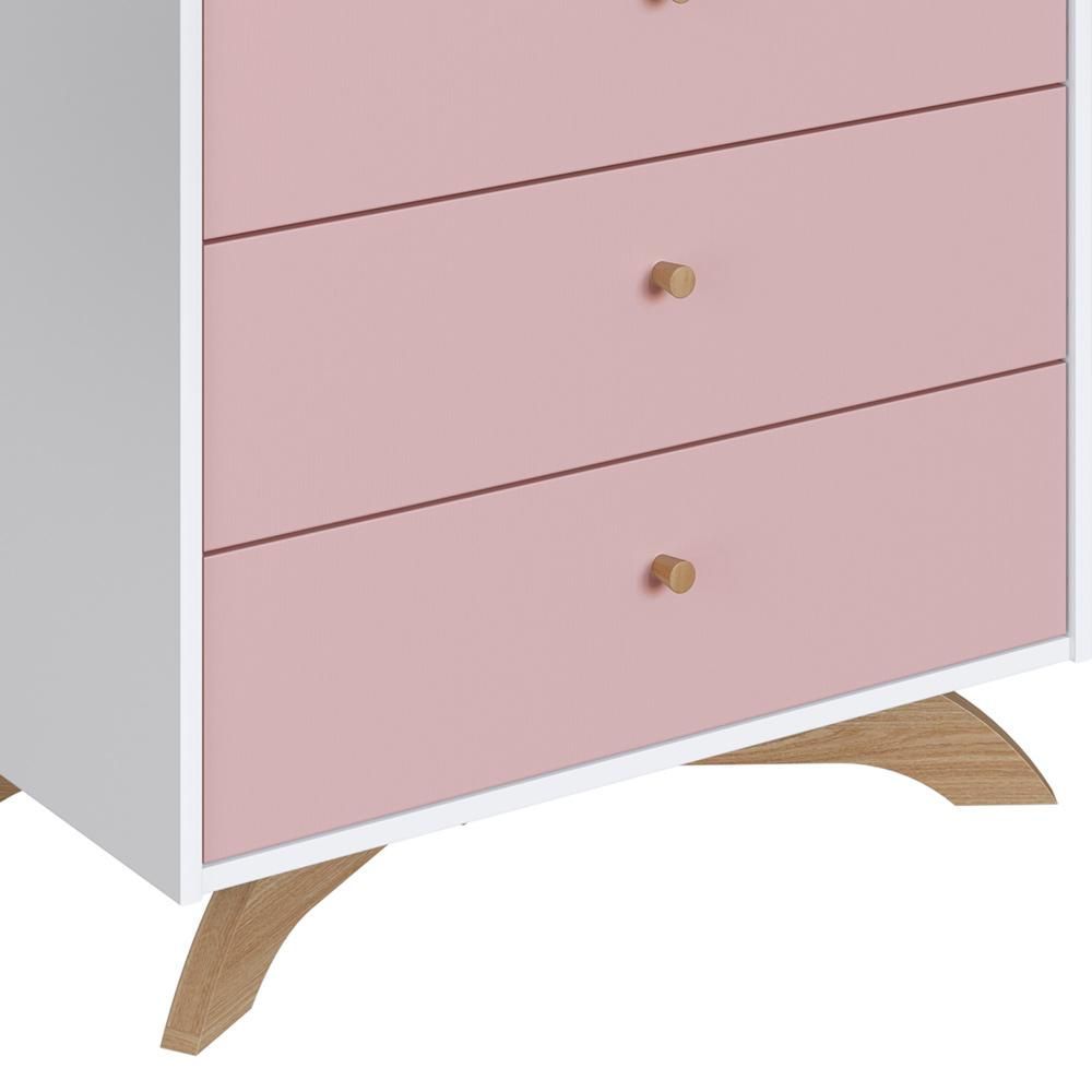Encontraproduto.com.br - Cômoda Infantil 4 Gavetas Completa Móveis Affetto Branco Rosa