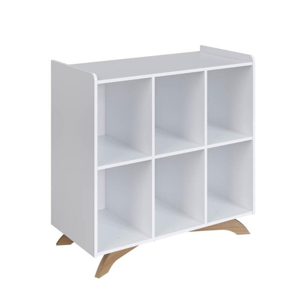 Estante Infantil Para Livros E Brinquedos 6 Nichos 93,5 Cm Cor:branco Branco