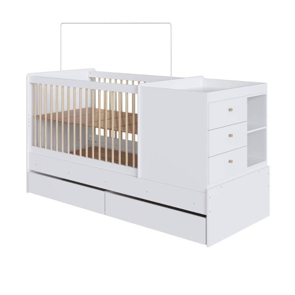 Encontraproduto.com.br - Berço Que Vira Cama Para Quarto Infantil Com Gavetões 194 Cm Cor:branco Branco