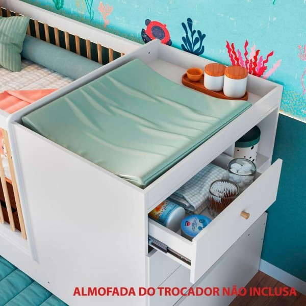 Encontraproduto.com.br - Berço Que Vira Cama Para Quarto Infantil Com Gavetões 194 Cm Cor:branco Branco