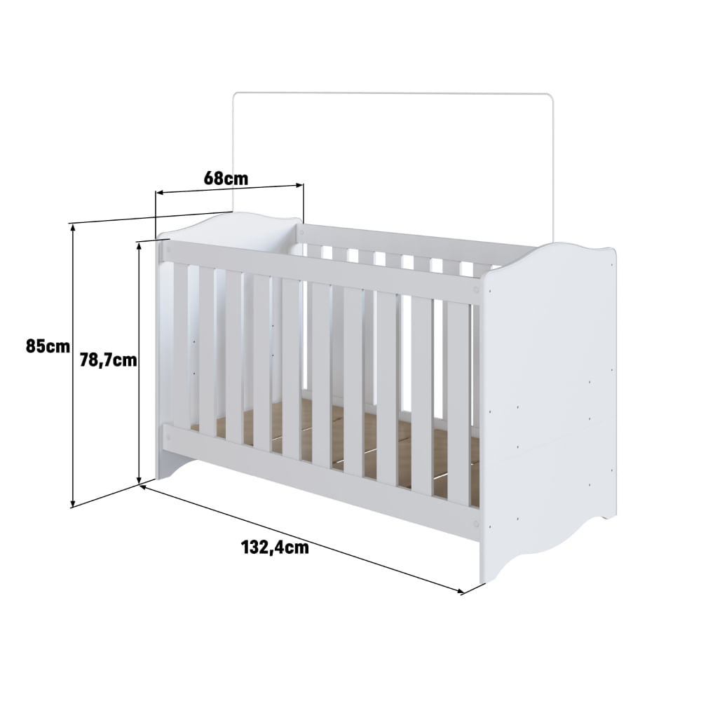 Encontraproduto.com.br - Berço Americano 3 em 1 com Suporte para Mosquiteiro Linha Encanto Branco - Completa Móveis