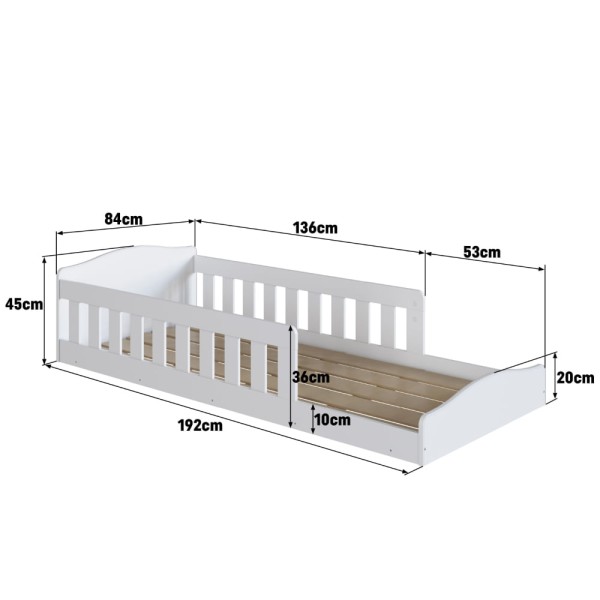 Encontraproduto.com.br - Cama Montessoriana Infantil de Chão com Cercado Linha Encanto Branco - Completa Móveis