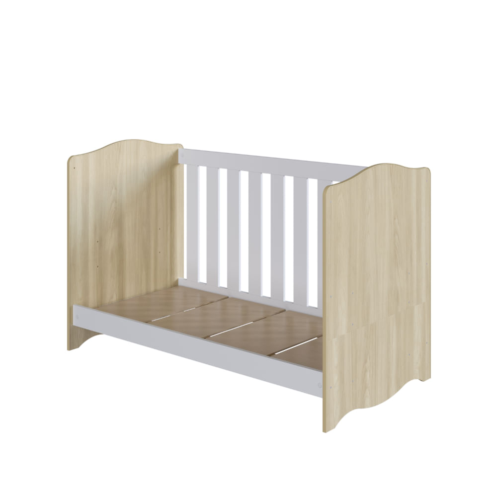 Encontraproduto.com.br - Berço 3 em 1 com Colchão Multifuncional Linha Encanto 130x60cm Carvalho/Branco - Completa Móveis