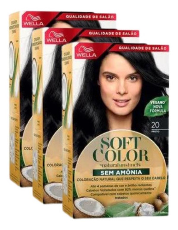 KIT TRIO Soft Color Coloração Preto 20