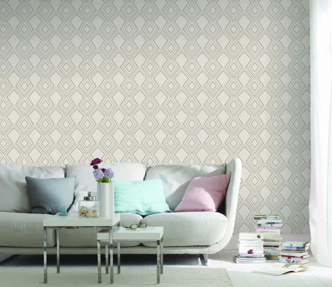 Papel de Parede St Vinílico Evolux Geométrico Bege 53cm 10m