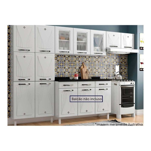 Cozinha Compacta Star New 3 Peças (2 Armários + 1 Paneleiro) CPT106 Branco - Telasul