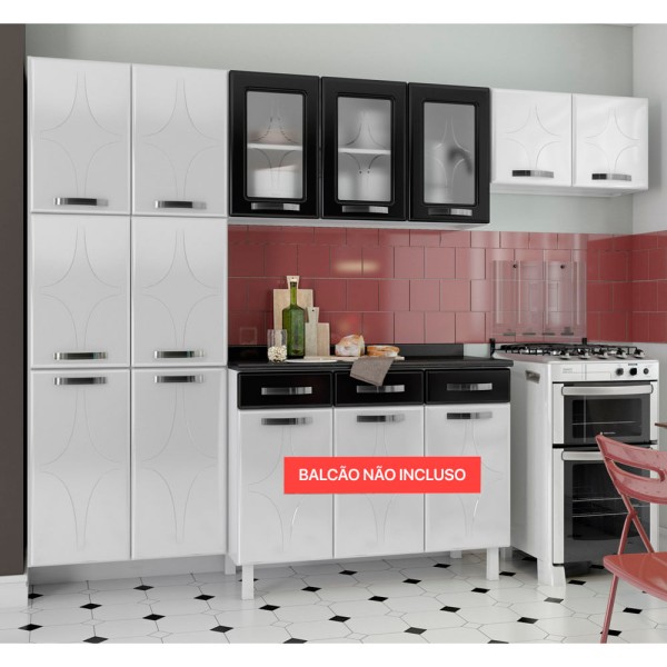 Encontraproduto.com.br - Cozinha de Aço Compacta Telasul Rubi 3 Vidros 3 Peças