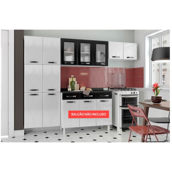 Encontraproduto.com.br - Cozinha de Aço Compacta Telasul Rubi 3 Vidros 3 Peças