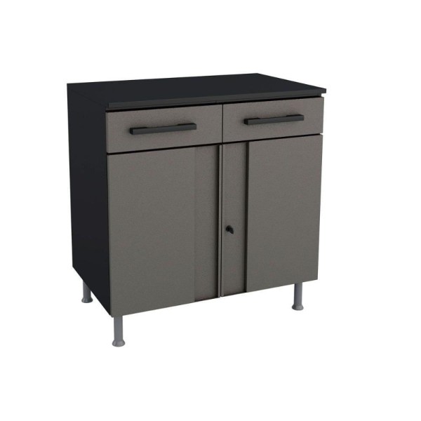Encontraproduto.com.br - Balcão Multiuso P-área Serviço Multibox Aço 2 Portas C-chave E 2 Gavetas C-tampo 80cm Preto-cinza