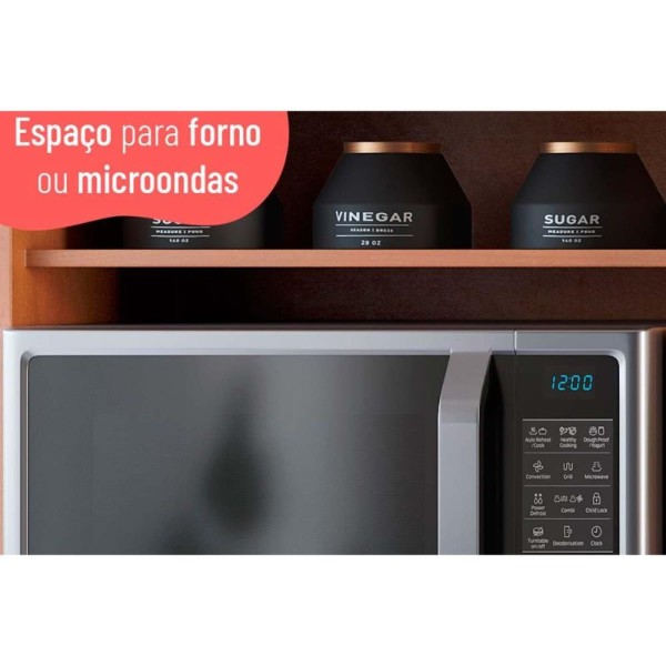 Encontraproduto.com.br - Cozinha Completa Thela Sálvia 6 Peças (3Aéreos+2 Balcões+1Paneleiro) CZC35 Freijo/Grafite - Telasul