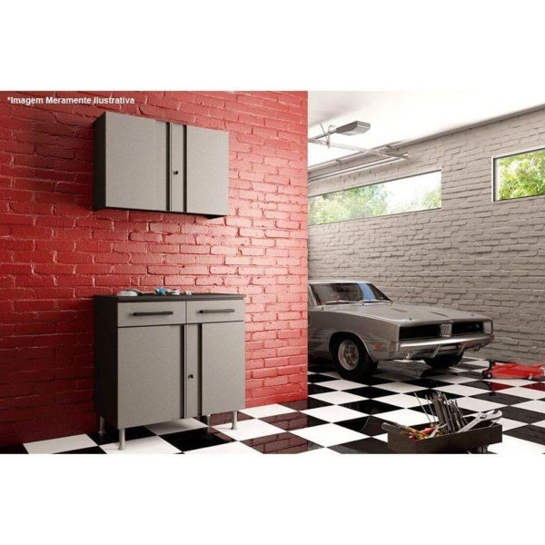 Encontraproduto.com.br - Armário Multiuso P- área Serviço Aéreo Multibox Aço 2 Portas C- Chave 80cm Preto cinza
