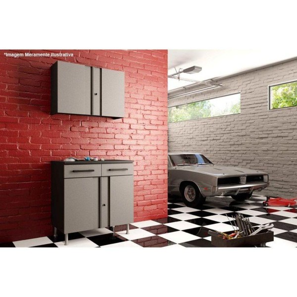 Encontraproduto.com.br - Armário Multiuso P- área Serviço Aéreo Multibox Aço 2 Portas C- Chave 80cm Preto cinza