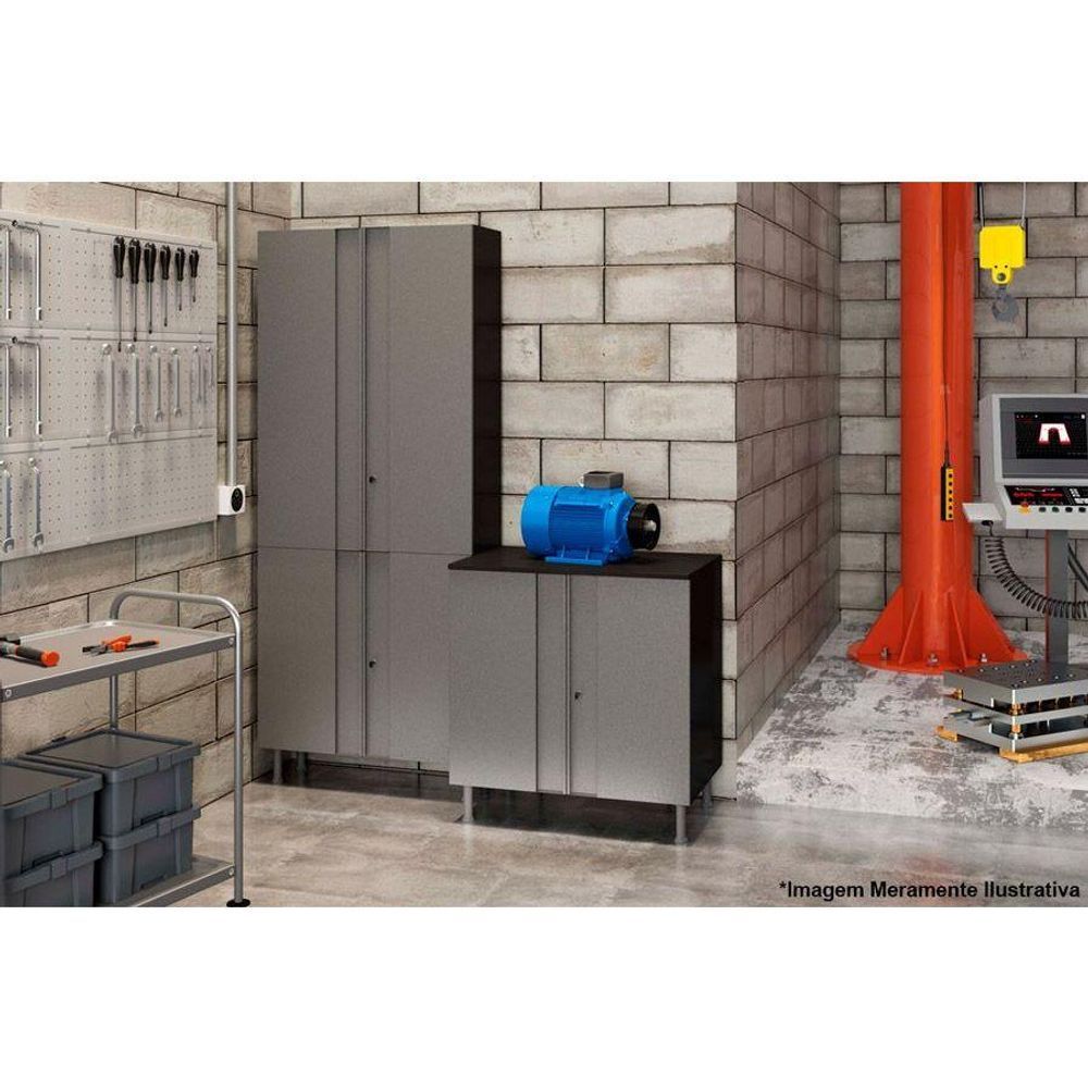 Encontraproduto.com.br - Multiuso Lavanderia Armário Multibox Aço 4 Portas C-chave 80x193cm Preto-cinza - Telasul