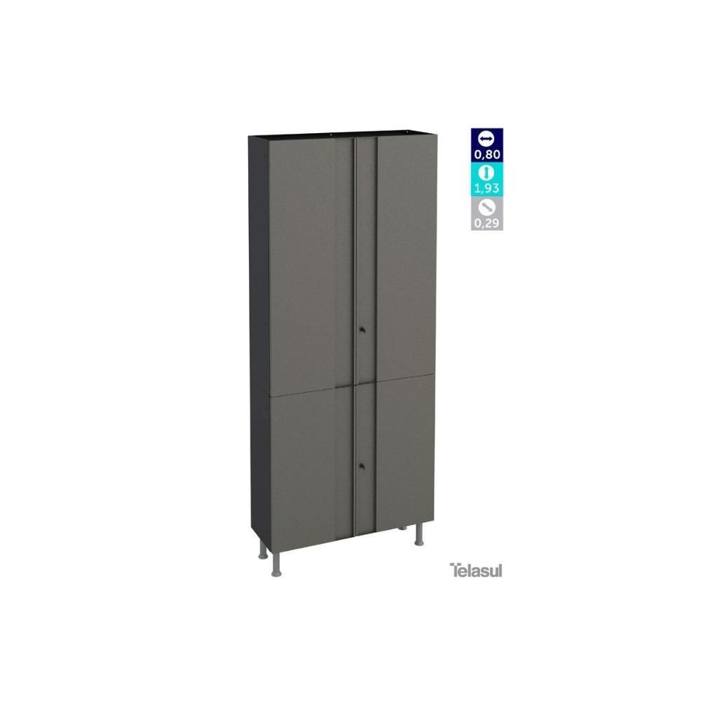 Encontraproduto.com.br - Multiuso Lavanderia Armário Multibox Aço 4 Portas C-chave 80x193cm Preto-cinza - Telasul