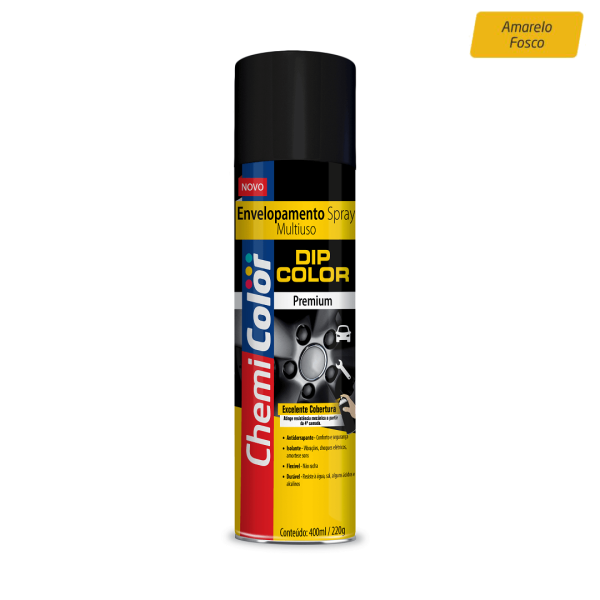 Encontraproduto.com.br - Tinta Spray Dip Color Amarelo Fosco 400Ml - Chemicolor (Baston)