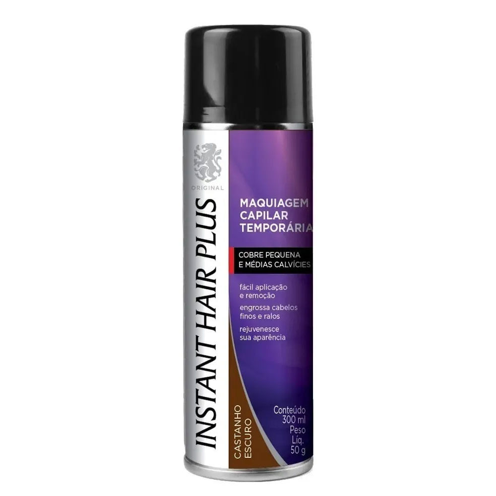 Maquiagem Capilar Instant Hair Plus Castanho Escuro 300ml