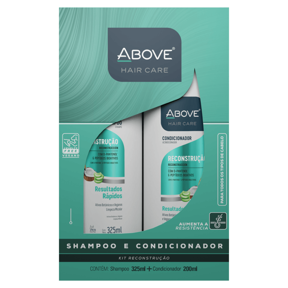 KIT SHAMPOO 325ML CONDICIONADOR 200ML ABOVE RECONSTRUCAO