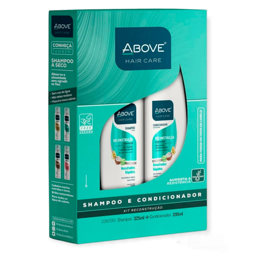 Encontraproduto.com.br - KIT SHAMPOO 325ML CONDICIONADOR 200ML ABOVE RECONSTRUCAO