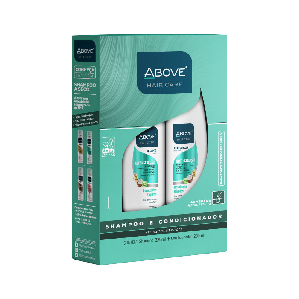 Encontraproduto.com.br - KIT SHAMPOO 325ML CONDICIONADOR 200ML ABOVE RECONSTRUCAO