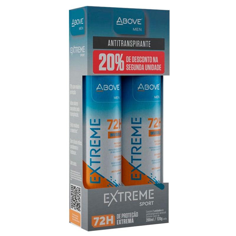 Kit Desodorante Antitranspirante Above Men Extreme Sport Aerossol 2 Unidades 200ml Cada