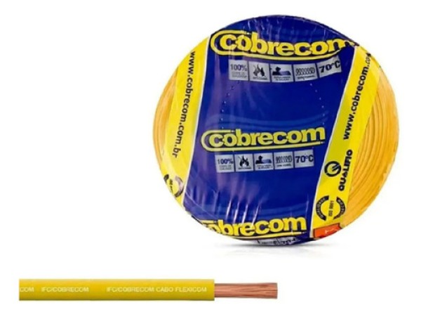 Cabo Flexível 6MM 25 Metros 750V Amarelo Cobrecom Fios