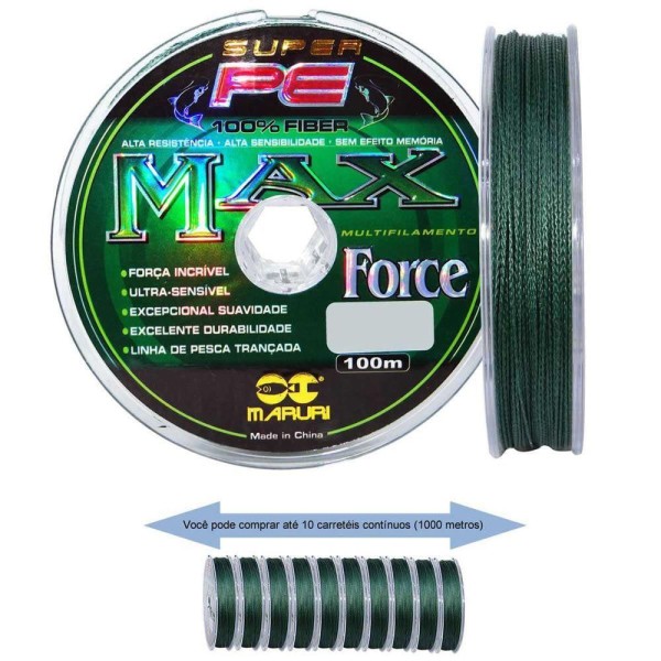 Encontraproduto.com.br - Linha De Pesca Multifilamento 200M Max Force 4 Fios 0,45Mm 58Lb