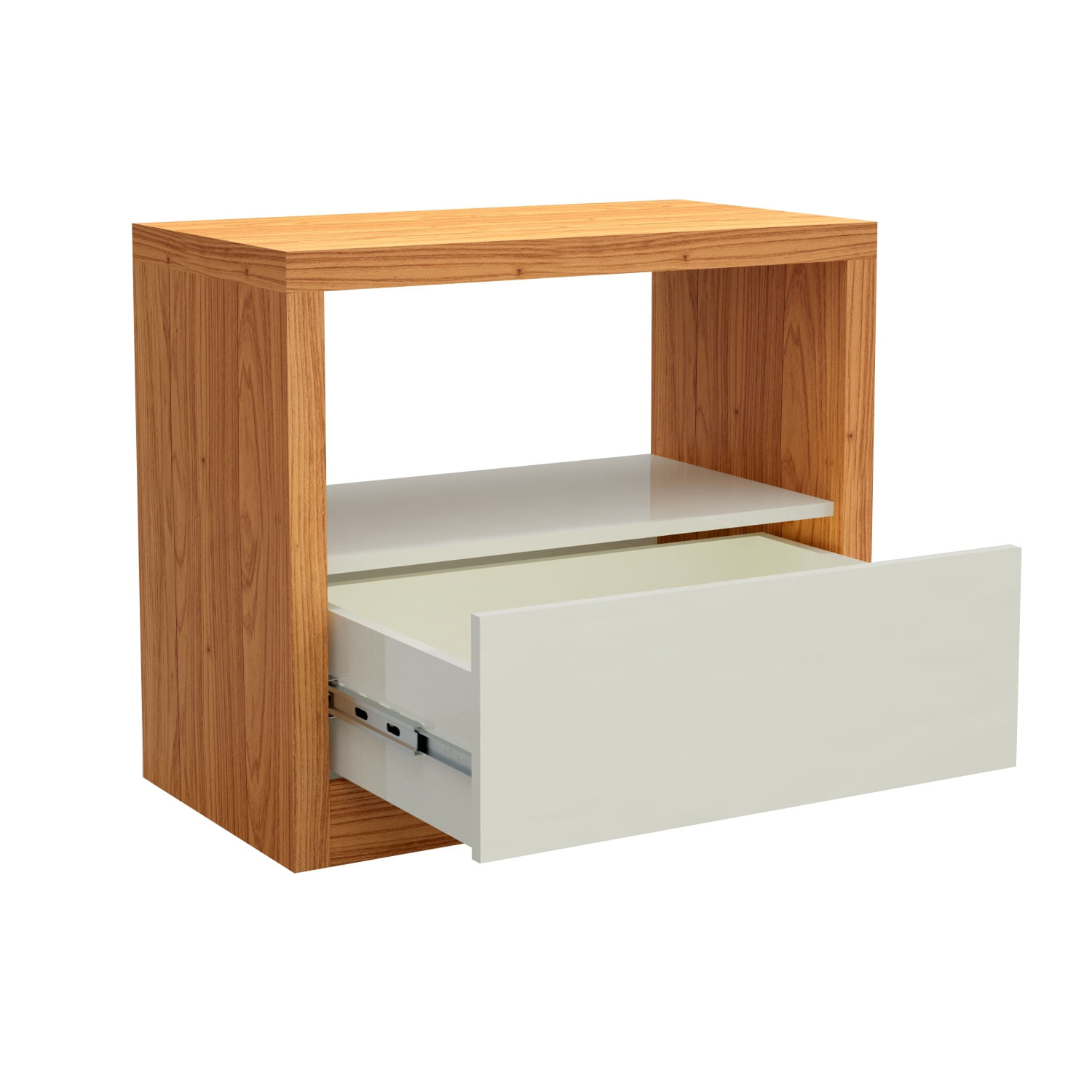 Encontraproduto.com.br - Mesa de Cabeceira em MDF 67 cm com 1 Gaveta TW140 Freijó/Off White Dalla Costa
