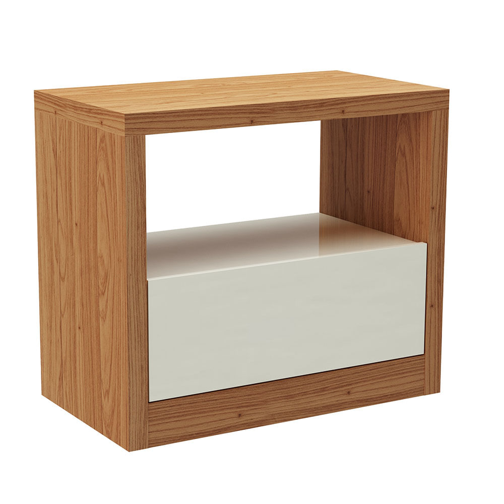 Encontraproduto.com.br - Mesa de Cabeceira em MDF 67 cm com 1 Gaveta TW140 Freijó/Off White Dalla Costa