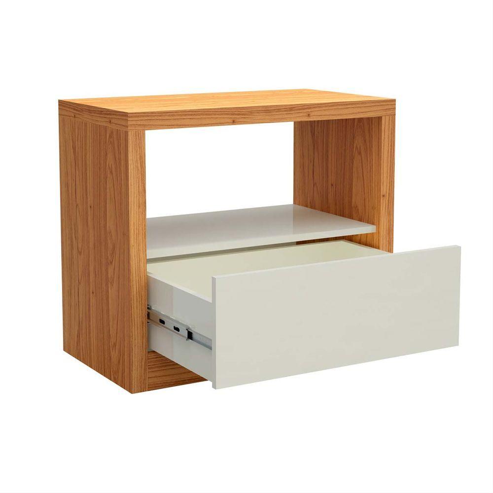 Encontraproduto.com.br - Mesa de Cabeceira em MDF 67 cm com 1 Gaveta TW140 Freijó/Off White Dalla Costa