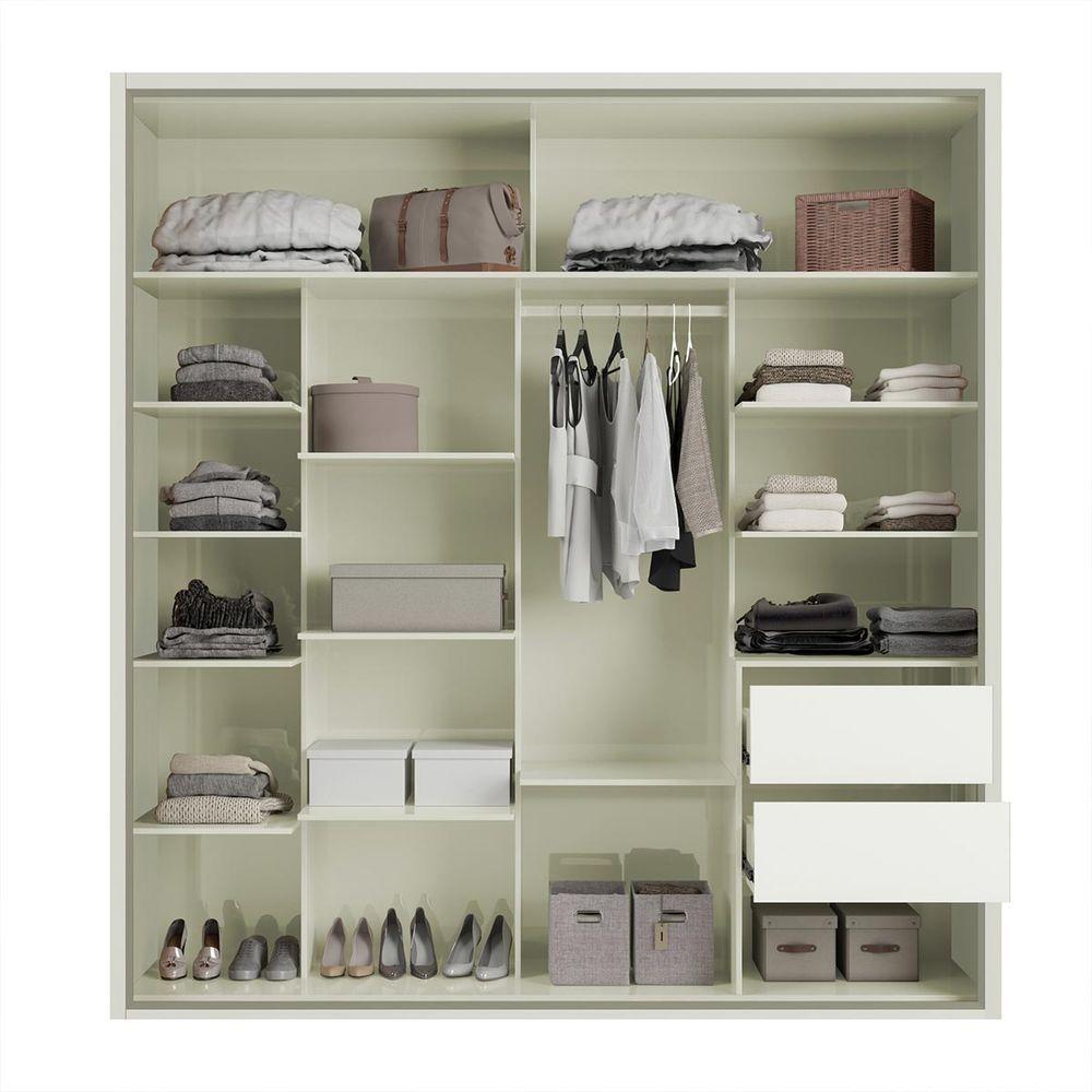 Encontraproduto.com.br - Guarda Roupas Com 2 Portas De Correr 223 Cm Em 100% Mdf Off White Dalla Costa