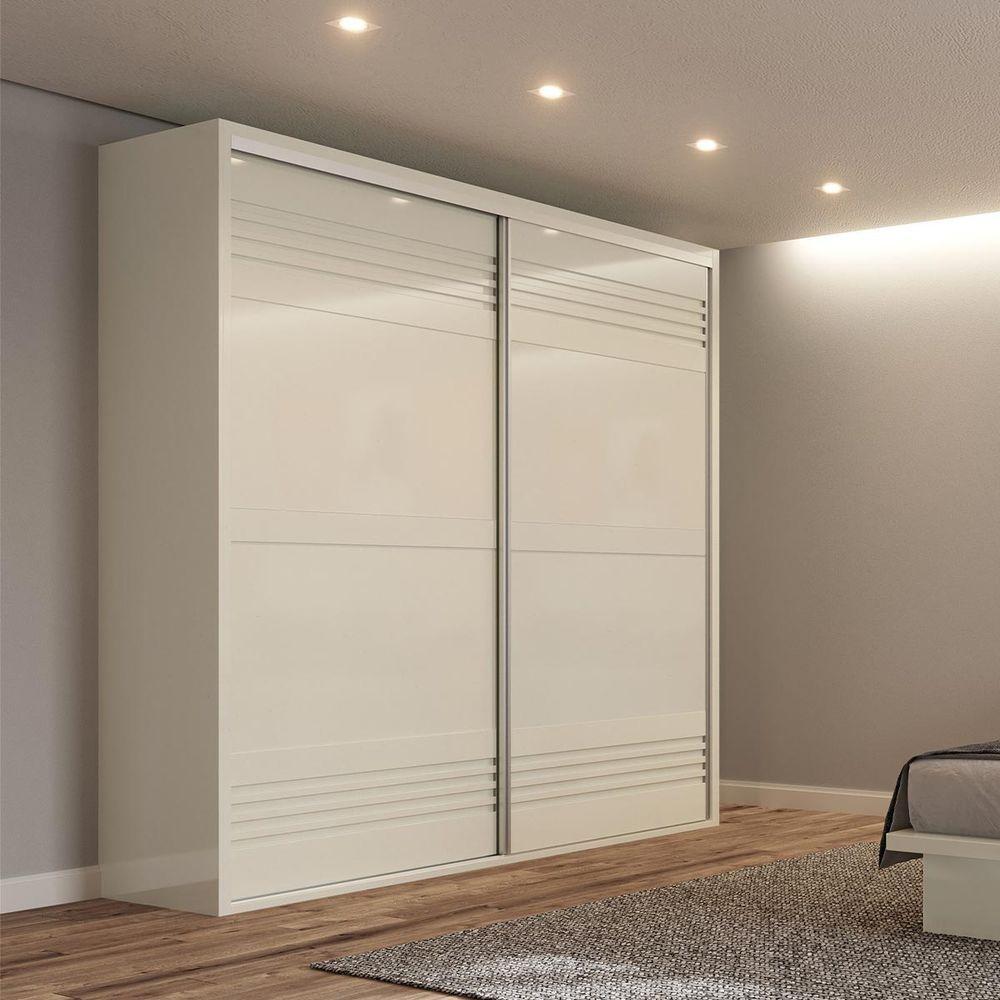 Encontraproduto.com.br - Guarda Roupas Com 2 Portas De Correr 223 Cm Em 100% Mdf Off White Dalla Costa