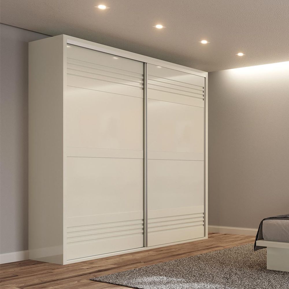 Encontraproduto.com.br - Guarda Roupas Com 2 Portas De Correr 223 Cm Em 100% Mdf Off White Dalla Costa