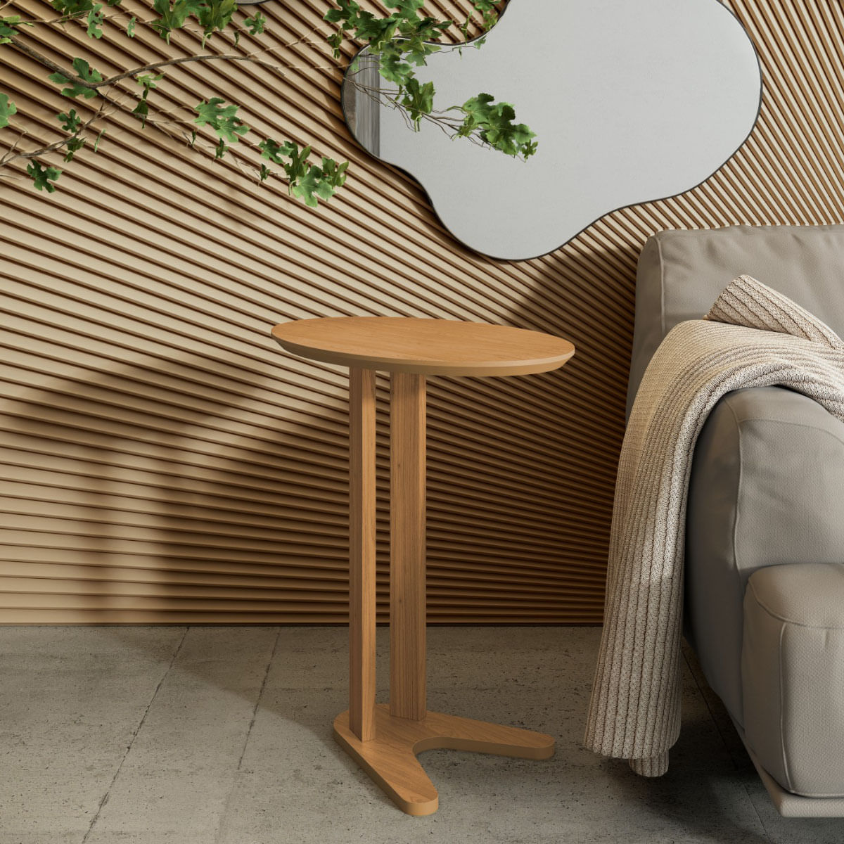 Encontraproduto.com.br - Mesa Lateral em MDF 60 cm Freijó TB604 JJ Dalla Costa
