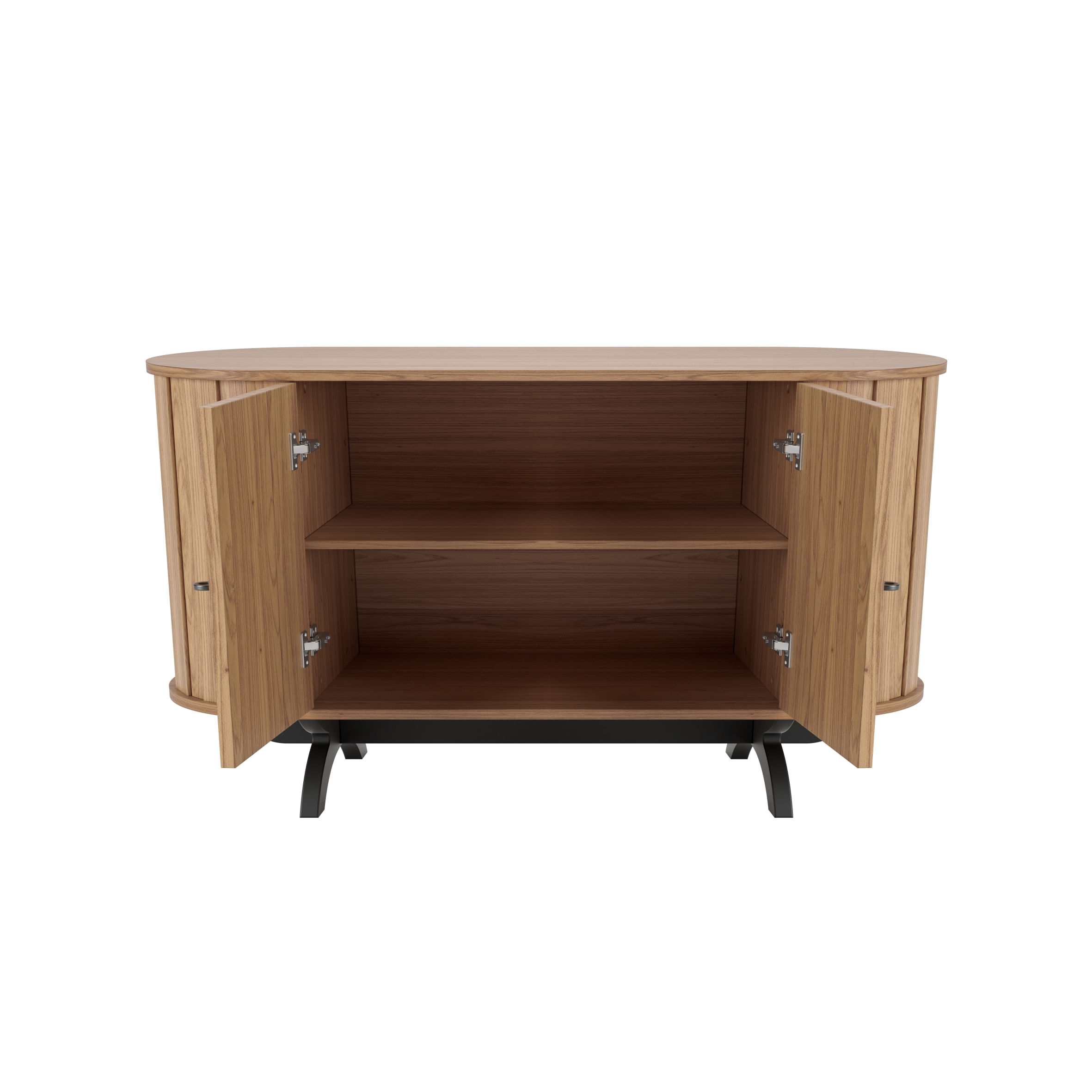 Encontraproduto.com.br - Balcão Buffet Curvo em MDF 2 Portas Freijó/Preto Fosco 130 cm TB289 Dalla Costa