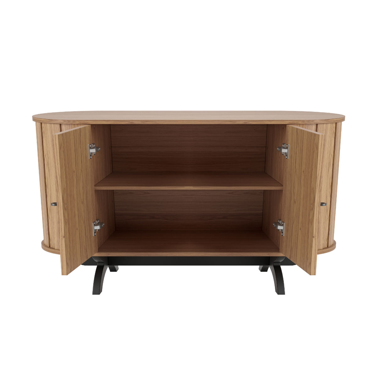 Encontraproduto.com.br - Balcão Buffet Curvo em MDF 2 Portas Freijó/Preto Fosco 130 cm TB289 Dalla Costa
