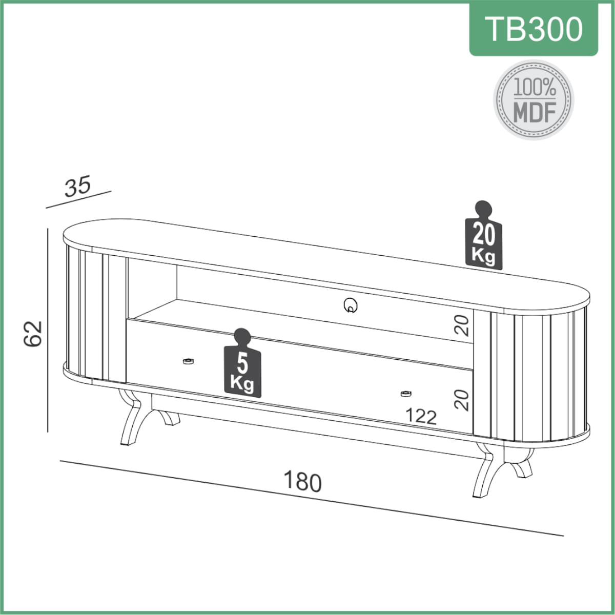 Encontraproduto.com.br - Rack Sala TV Curvo 180 cm Nicho e Gaveta em MDF Freijó com Preto Fosco Dalla Costa TB300JPF