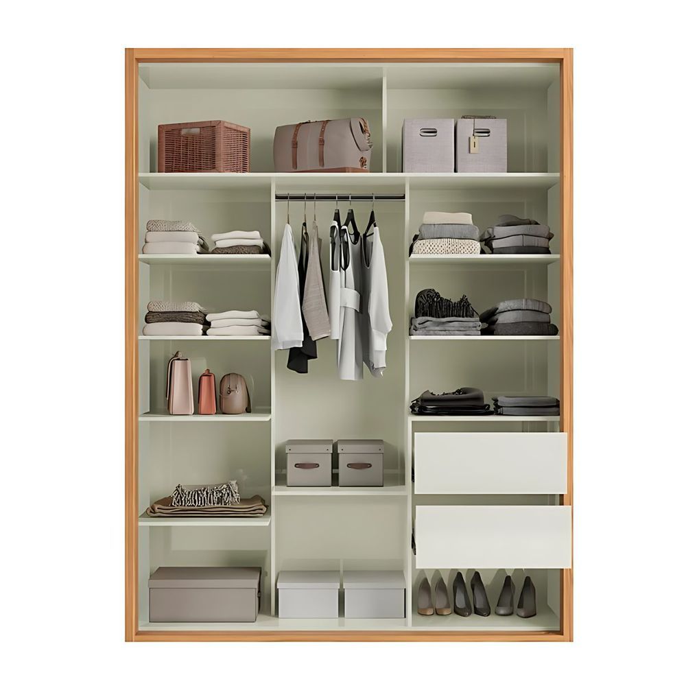 Encontraproduto.com.br - Guarda-roupas Solteiro 179cm Com 2 Portas Correr DLC Freijó e Off White