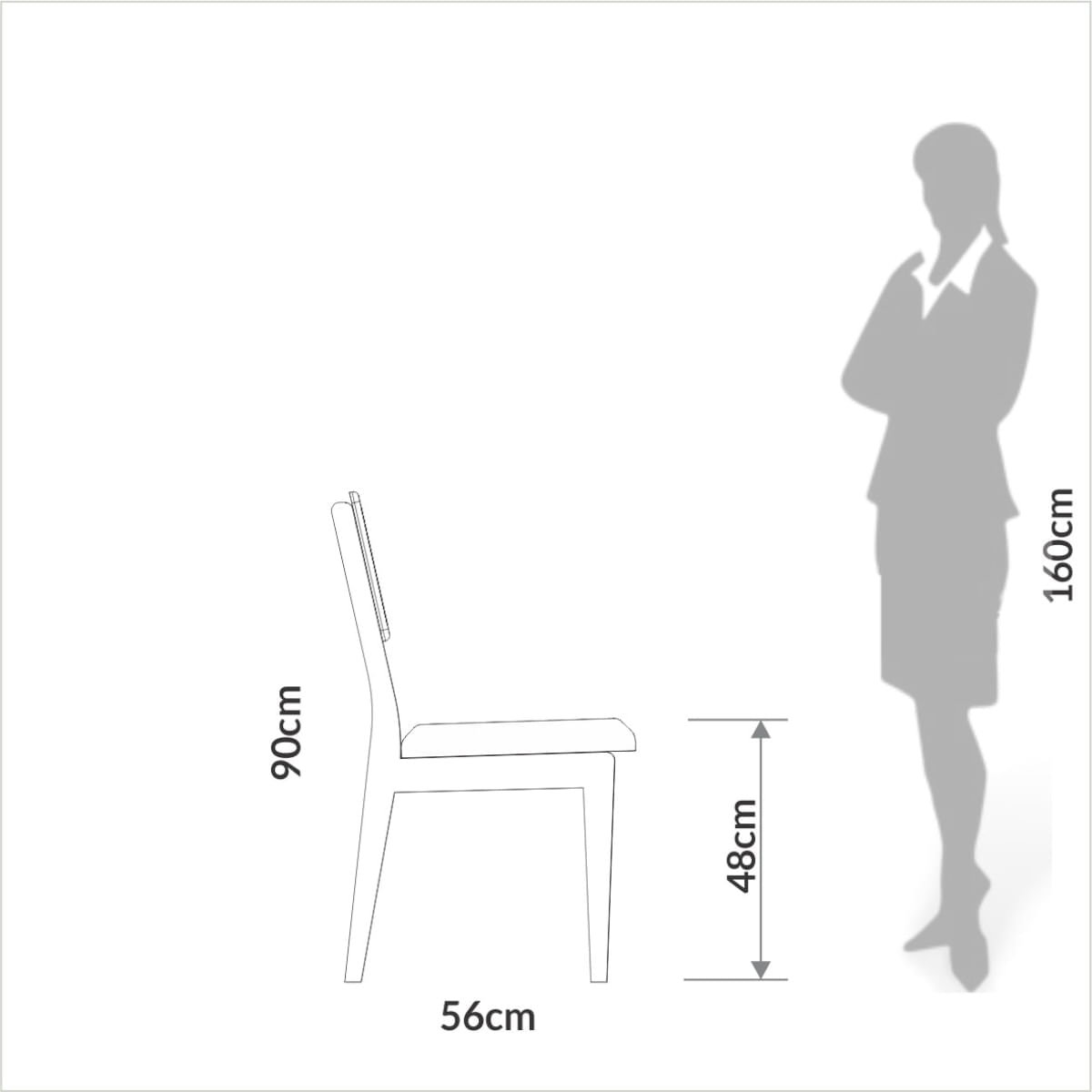 Encontraproduto.com.br - Kit 2 Cadeiras Para Sala De Jantar Com Tela Sintética 90cm Freijó Com Cesare Escuro